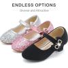 imageDufannie Girls Dress Shoes Low Heel Princess Flats Mary Jane Flower Wedding Party Glitter Shoes for Kids ToddlerGenerous Sequin Silver