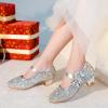 imageDufannie Girls Dress Shoes Low Heel Princess Flats Mary Jane Flower Wedding Party Glitter Shoes for Kids ToddlerGenerous Sequin Silver