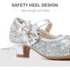 imageDufannie Girls Dress Shoes Low Heel Princess Flats Mary Jane Flower Wedding Party Glitter Shoes for Kids ToddlerGenerous Sequin Silver