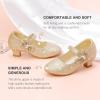 imageDufannie Girls Dress Shoes Low Heel Princess Flats Mary Jane Flower Wedding Party Glitter Shoes for Kids ToddlerGenerous Shimmer Gold