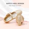 imageDufannie Girls Dress Shoes Low Heel Princess Flats Mary Jane Flower Wedding Party Glitter Shoes for Kids ToddlerGenerous Shimmer Gold
