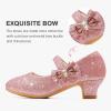 imageDufannie Girls Dress Shoes Low Heel Princess Flats Mary Jane Flower Wedding Party Glitter Shoes for Kids ToddlerGenerous Shimmer Pink