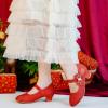 imageDufannie Girls Dress Shoes Low Heel Princess Flats Mary Jane Flower Wedding Party Glitter Shoes for Kids ToddlerGenerous Shimmer Red