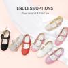 imageDufannie Girls Dress Shoes Low Heel Princess Flats Mary Jane Flower Wedding Party Glitter Shoes for Kids ToddlerGenerous Shimmer Red