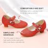 imageDufannie Girls Dress Shoes Low Heel Princess Flats Mary Jane Flower Wedding Party Glitter Shoes for Kids ToddlerGenerous Shimmer Red