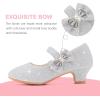 imageDufannie Girls Dress Shoes Low Heel Princess Flats Mary Jane Flower Wedding Party Glitter Shoes for Kids ToddlerGenerous Shimmer Silver
