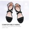 imageDufannie Girls Sandals Low Heels Dress Pump Ankle Strap Open Toe Flower Girl Wedding Party for Toddler Little Big KidCross Nubuck Black