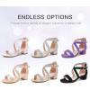 imageDufannie Girls Sandals Low Heels Dress Pump Ankle Strap Open Toe Flower Girl Wedding Party for Toddler Little Big KidCross Nubuck Black