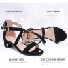 imageDufannie Girls Sandals Low Heels Dress Pump Ankle Strap Open Toe Flower Girl Wedding Party for Toddler Little Big KidCross Nubuck Black