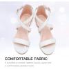 imageDufannie Girls Sandals Low Heels Dress Pump Ankle Strap Open Toe Flower Girl Wedding Party for Toddler Little Big KidCross Pu White