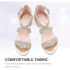 imageDufannie Girls Sandals Low Heels Dress Pump Ankle Strap Open Toe Flower Girl Wedding Party for Toddler Little Big KidCross Shimmer Gold