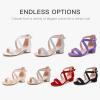 imageDufannie Girls Sandals Low Heels Dress Pump Ankle Strap Open Toe Flower Girl Wedding Party for Toddler Little Big KidCross Suded Red