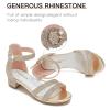 imageDufannie Girls Sandals Low Heels Dress Pump Ankle Strap Open Toe Flower Girl Wedding Party for Toddler Little Big KidDouble Shimmer Gold
