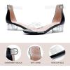 imageDufannie Girls Sandals Low Heels Dress Pump Ankle Strap Open Toe Flower Girl Wedding Party for Toddler Little Big KidSingle Clear Black