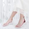 imageDufannie Girls Sandals Low Heels Dress Pump Ankle Strap Open Toe Flower Girl Wedding Party for Toddler Little Big KidSingle Clear White