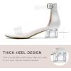 imageDufannie Girls Sandals Low Heels Dress Pump Ankle Strap Open Toe Flower Girl Wedding Party for Toddler Little Big KidSingle Clear White