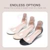 imageDufannie Girls Sandals Low Heels Dress Pump Ankle Strap Open Toe Flower Girl Wedding Party for Toddler Little Big KidSingle Clear White
