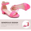 imageDufannie Girls Sandals Low Heels Dress Pump Ankle Strap Open Toe Flower Girl Wedding Party for Toddler Little Big KidSingle Nubuck Fuchsia