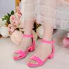 imageDufannie Girls Sandals Low Heels Dress Pump Ankle Strap Open Toe Flower Girl Wedding Party for Toddler Little Big KidSingle Nubuck Fuchsia
