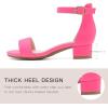 imageDufannie Girls Sandals Low Heels Dress Pump Ankle Strap Open Toe Flower Girl Wedding Party for Toddler Little Big KidSingle Nubuck Fuchsia
