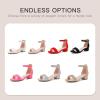 imageDufannie Girls Sandals Low Heels Dress Pump Ankle Strap Open Toe Flower Girl Wedding Party for Toddler Little Big KidSingle Nubuck Fuchsia