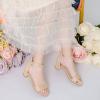imageDufannie Girls Sandals Low Heels Dress Pump Ankle Strap Open Toe Flower Girl Wedding Party for Toddler Little Big KidSingle Nude Suede