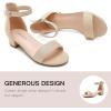 imageDufannie Girls Sandals Low Heels Dress Pump Ankle Strap Open Toe Flower Girl Wedding Party for Toddler Little Big KidSingle Nude Suede