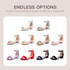 imageDufannie Girls Sandals Low Heels Dress Pump Ankle Strap Open Toe Flower Girl Wedding Party for Toddler Little Big KidSingle Patent Nude