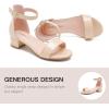imageDufannie Girls Sandals Low Heels Dress Pump Ankle Strap Open Toe Flower Girl Wedding Party for Toddler Little Big KidSingle Patent Nude