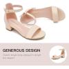 imageDufannie Girls Sandals Low Heels Dress Pump Ankle Strap Open Toe Flower Girl Wedding Party for Toddler Little Big KidSingle Pu Apricot