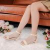 imageDufannie Girls Sandals Low Heels Dress Pump Ankle Strap Open Toe Flower Girl Wedding Party for Toddler Little Big KidSingle Pu Apricot