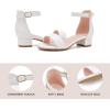 imageDufannie Girls Sandals Low Heels Dress Pump Ankle Strap Open Toe Flower Girl Wedding Party for Toddler Little Big KidSingle Pu White