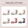 imageDufannie Girls Sandals Low Heels Dress Pump Ankle Strap Open Toe Flower Girl Wedding Party for Toddler Little Big KidSingle Rhinestone Rosegold