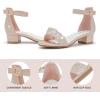 imageDufannie Girls Sandals Low Heels Dress Pump Ankle Strap Open Toe Flower Girl Wedding Party for Toddler Little Big KidSingle Rhinestone Rosegold