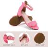 imageDufannie Girls Sandals Low Heels Dress Pump Ankle Strap Open Toe Flower Girl Wedding Party for Toddler Little Big KidSingle Suede Fuchsia
