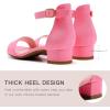 imageDufannie Girls Sandals Low Heels Dress Pump Ankle Strap Open Toe Flower Girl Wedding Party for Toddler Little Big KidSingle Suede Fuchsia