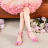 imageDufannie Girls Sandals Low Heels Dress Pump Ankle Strap Open Toe Flower Girl Wedding Party for Toddler Little Big KidSingle Suede Fuchsia