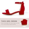 imageDufannie Girls Sandals Low Heels Dress Pump Ankle Strap Open Toe Flower Girl Wedding Party for Toddler Little Big KidSingle Suede Red
