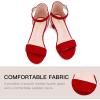 imageDufannie Girls Sandals Low Heels Dress Pump Ankle Strap Open Toe Flower Girl Wedding Party for Toddler Little Big KidSingle Suede Red