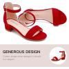 imageDufannie Girls Sandals Low Heels Dress Pump Ankle Strap Open Toe Flower Girl Wedding Party for Toddler Little Big KidSingle Suede Red