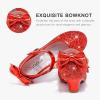 imageDufannie Red Shoes for Girls Low Heels Sparkly Princess Shoes Glitter Toddler Flats Christmas Halloween Flower Girls Dress Shoes for Little Big KidsRed Sequins