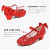 imageDufannie Red Shoes for Girls Low Heels Sparkly Princess Shoes Glitter Toddler Flats Christmas Halloween Flower Girls Dress Shoes for Little Big KidsRed Sequins