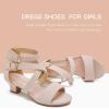 imageDufannie Toddler Little Big Kid High Heels Flower Girls Party Dress Shoes Glitter Pump SandalsCross Nubuck Nude
