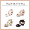 imageDufannie Toddler Little Big Kid High Heels Flower Girls Party Dress Shoes Glitter Pump SandalsCross Nubuck Nude