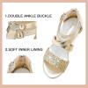 imageDufannie Toddler Little Big Kid High Heels Flower Girls Party Dress Shoes Glitter Pump SandalsCross Patent Gold