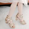 imageDufannie Toddler Little Big Kid High Heels Flower Girls Party Dress Shoes Glitter Pump SandalsCross Patent Gold