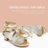 imageDufannie Toddler Little Big Kid High Heels Flower Girls Party Dress Shoes Glitter Pump SandalsCross Patent Gold