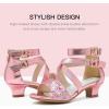 imageDufannie Toddler Little Big Kid High Heels Flower Girls Party Dress Shoes Glitter Pump SandalsCross Patent Pink