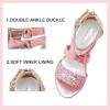 imageDufannie Toddler Little Big Kid High Heels Flower Girls Party Dress Shoes Glitter Pump SandalsCross Patent Pink