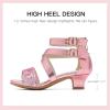 imageDufannie Toddler Little Big Kid High Heels Flower Girls Party Dress Shoes Glitter Pump SandalsCross Patent Pink